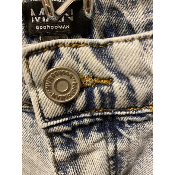 Boohoo Man  Mens 36X30 Jeans Grahic  Button Down Light Stone Wash - Picture 9 of 15